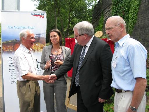 Eoan Edwards (Treasurer, FRECCLES), Councillor Lisa Stone, the Secretary of State, and David Yates (Chair, FRECCLES)